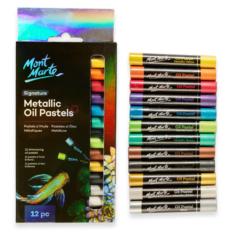 Pastel ulei metalizat Mont Marte 12 buc/set