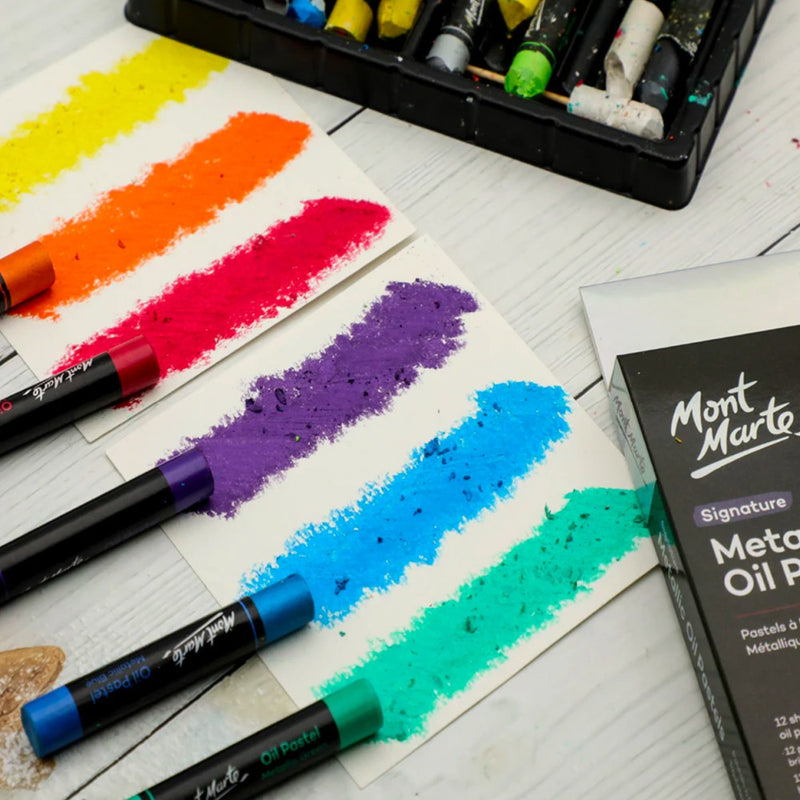 Pastel ulei metalizat Mont Marte 12 buc/set