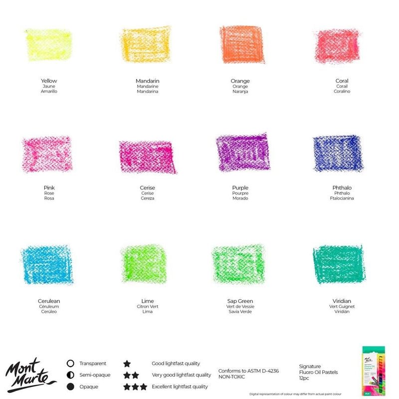 Pastel ulei solubil fluoro Mont Marte 12 buc/set