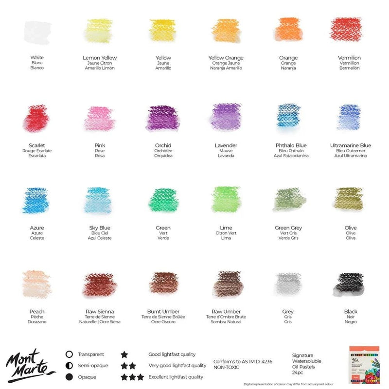 Pastel ulei solubil Mont Marte 24 buc/set