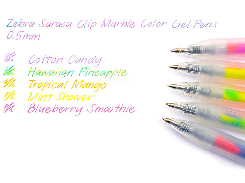 Pix cu gel 0.5 mm Marble Zebra 5 culori/set