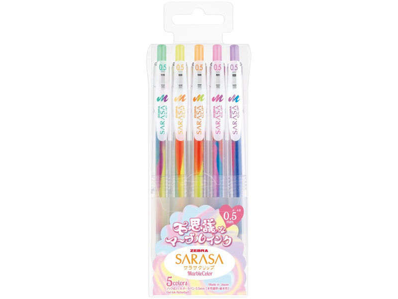 Pix cu gel 0.5 mm Marble Zebra 5 culori/set