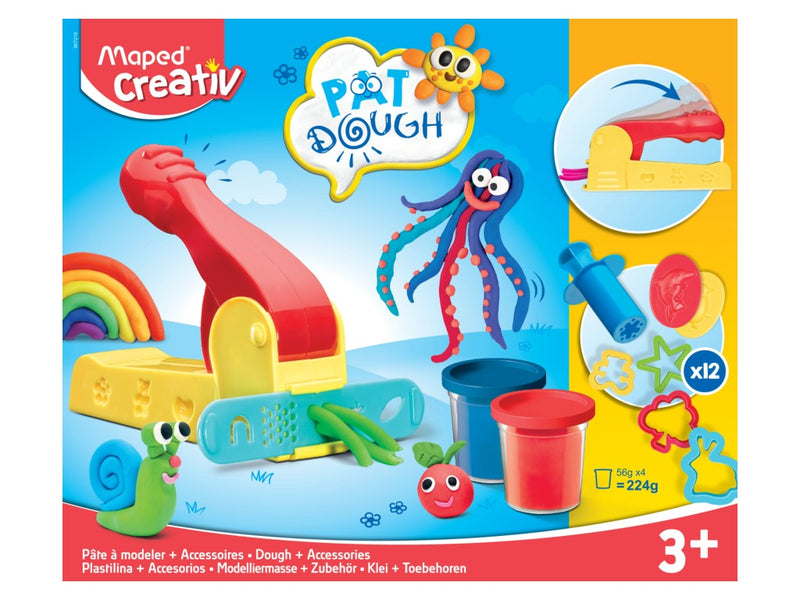 Plastilină Pat'Dough 4 culori + 12 accesorii