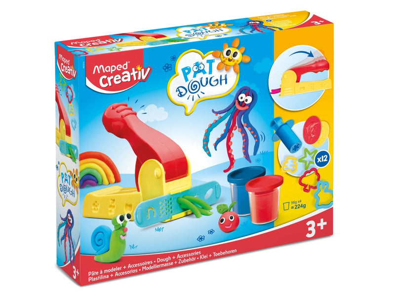 Plastilină Pat'Dough 4 culori + 12 accesorii