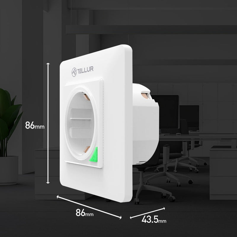Priză de perete WiFi Tellur Smart, 3000W, 16A, alb