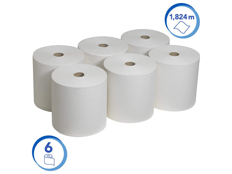 Prosop rolă matic, alb, 1 strat, 305 m, 6 role/bax Scott