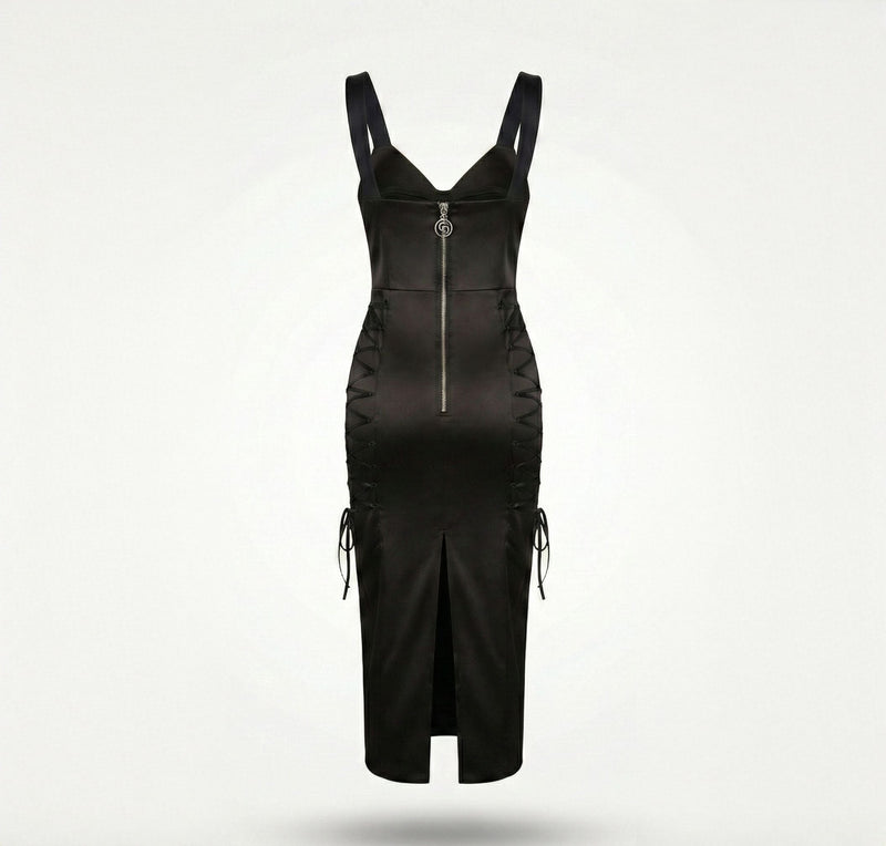 Rochie neagra cu cupe structurate tip corset Amethyst