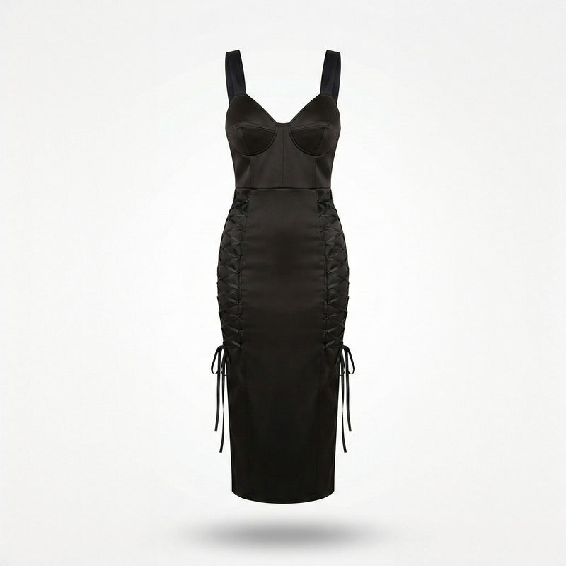 Rochie neagra cu cupe structurate tip corset Amethyst