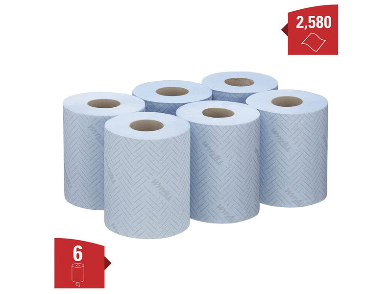 Rolă derulare centrală Kimberly-Clark WypAll, albastră, 38 x 18 cm, 430 porții/rolă, 6 role/set