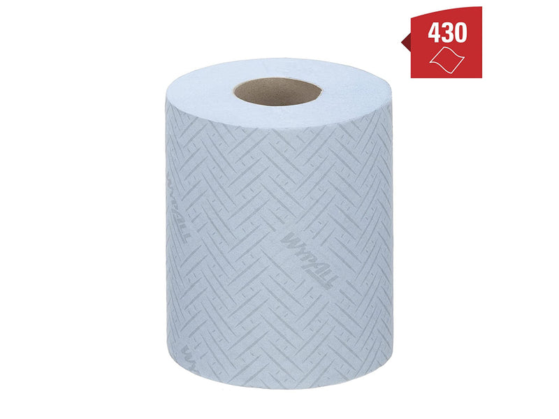 Rolă derulare centrală Kimberly-Clark WypAll, albastră, 38 x 18 cm, 430 porții/rolă, 6 role/set