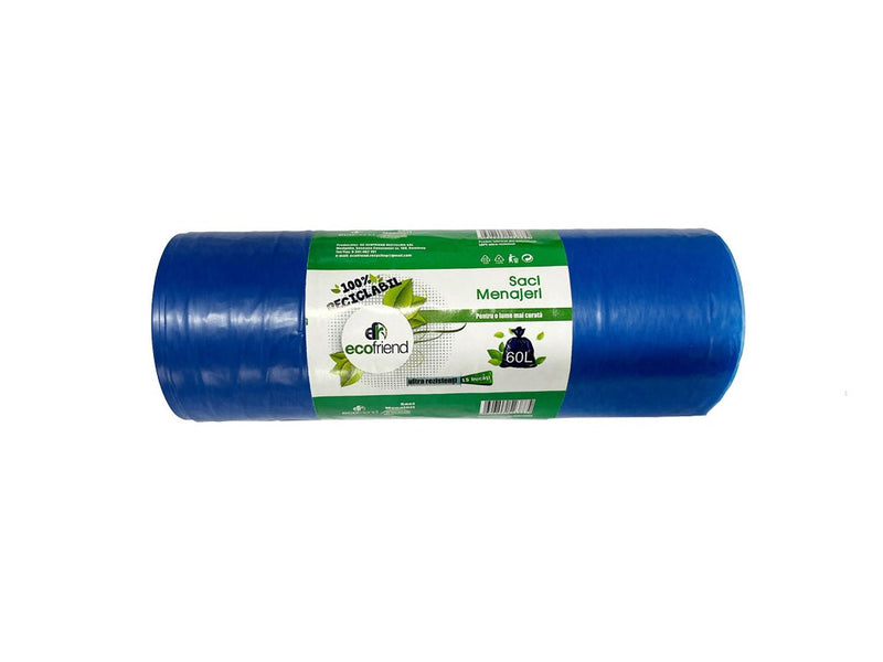 Saci menaj 60 L (60 x 80) 24 microni 15 buc/rolă LDPE