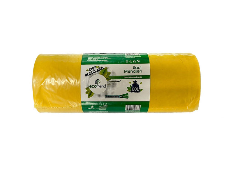 Saci menaj 60 L (60 x 80) 24 microni 15 buc/rolă LDPE