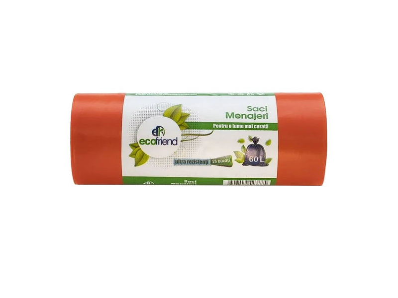 Saci menaj 60 L (60 x 80) 24 microni 15 buc/rolă LDPE