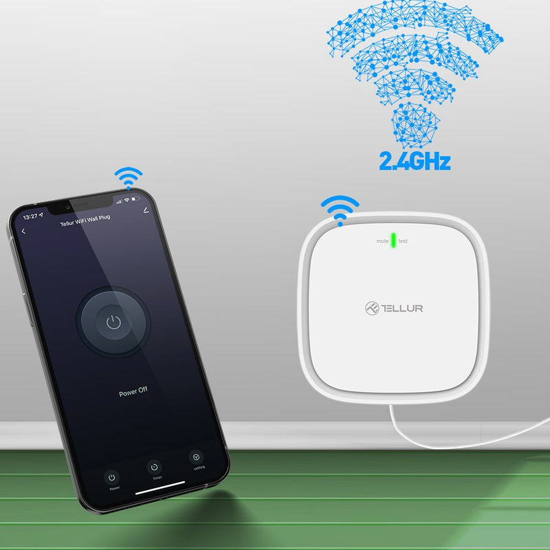Senzor de gaz WiFi Tellur Smart, DC12V 1A, Alb