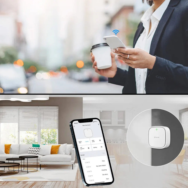 Senzor de gaz WiFi Tellur Smart, DC12V 1A, Alb