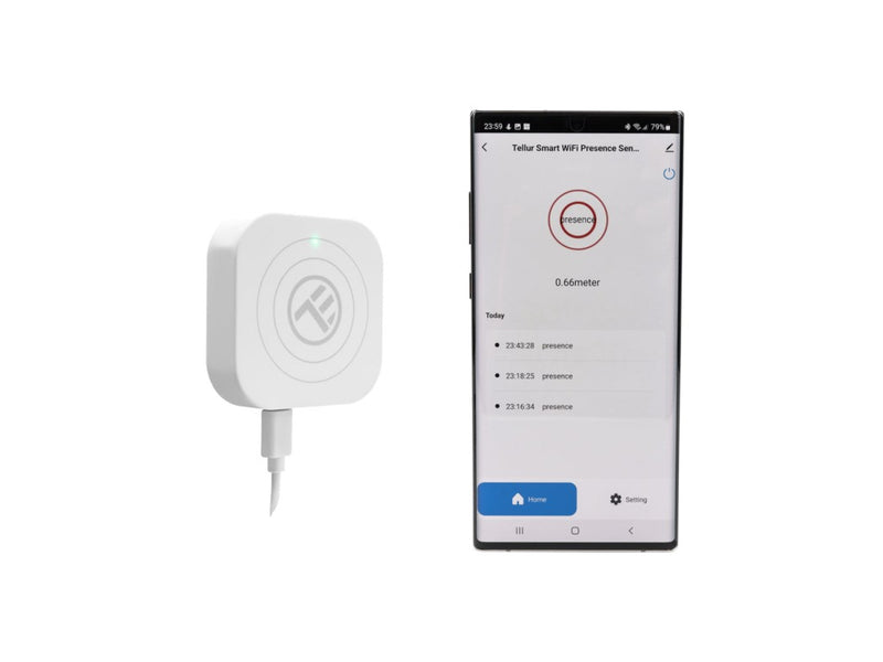 Senzor de prezență WiFi Tellur Smart, Microunde Radar 24GHz, USB-C, alb