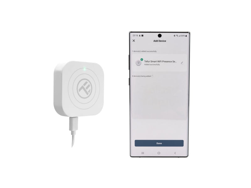 Senzor de prezență WiFi Tellur Smart, Microunde Radar 24GHz, USB-C, alb