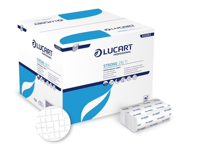 Șervețele masă pliate Lucart Strong 216 TI, 2 str, 16.4 cm x 24 cm, 150 buc/pachet, 40 pachete/bax