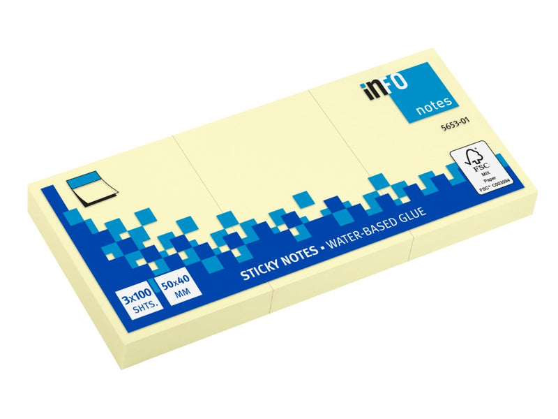 Notes adeziv 50 x 40 mm 3 x 100 file Info Notes