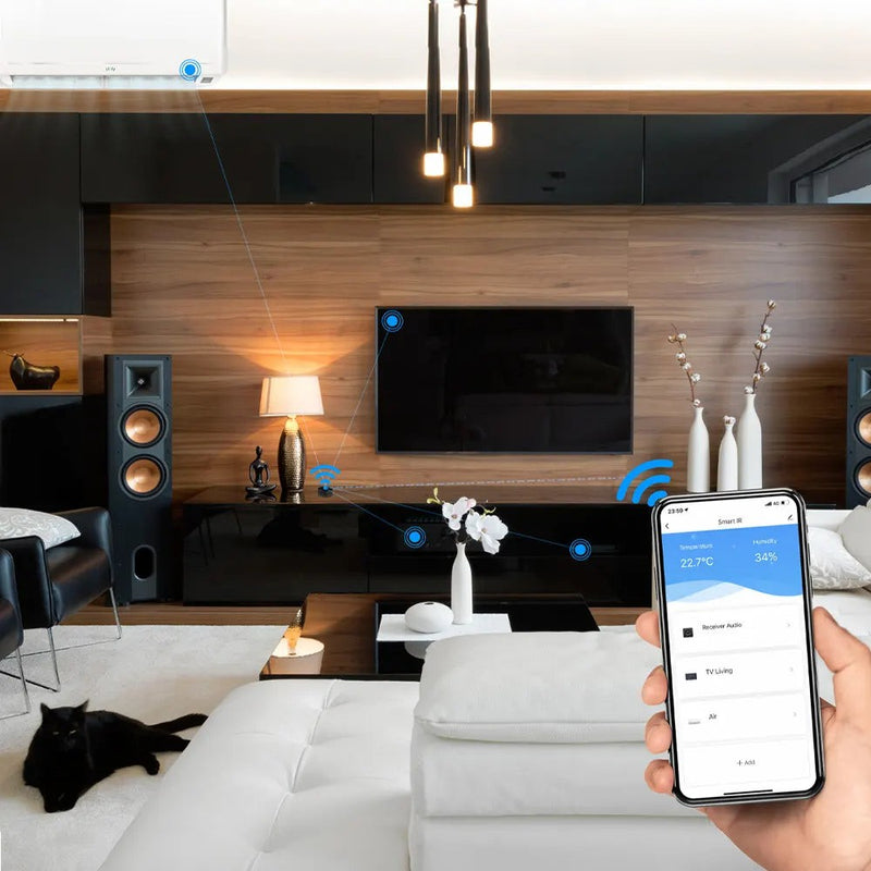 Telecomandă WiFi IR Tellur Smart, senzor temperatură și umiditate, USB C, Negru