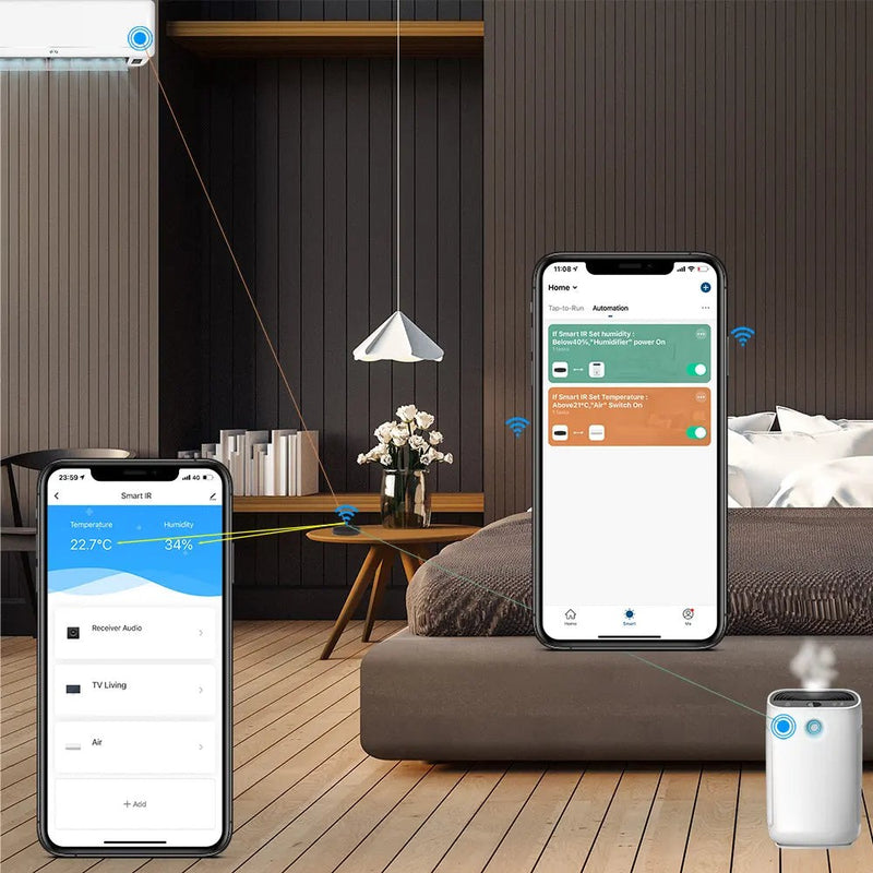 Telecomandă WiFi IR Tellur Smart, senzor temperatură și umiditate, USB C, Negru